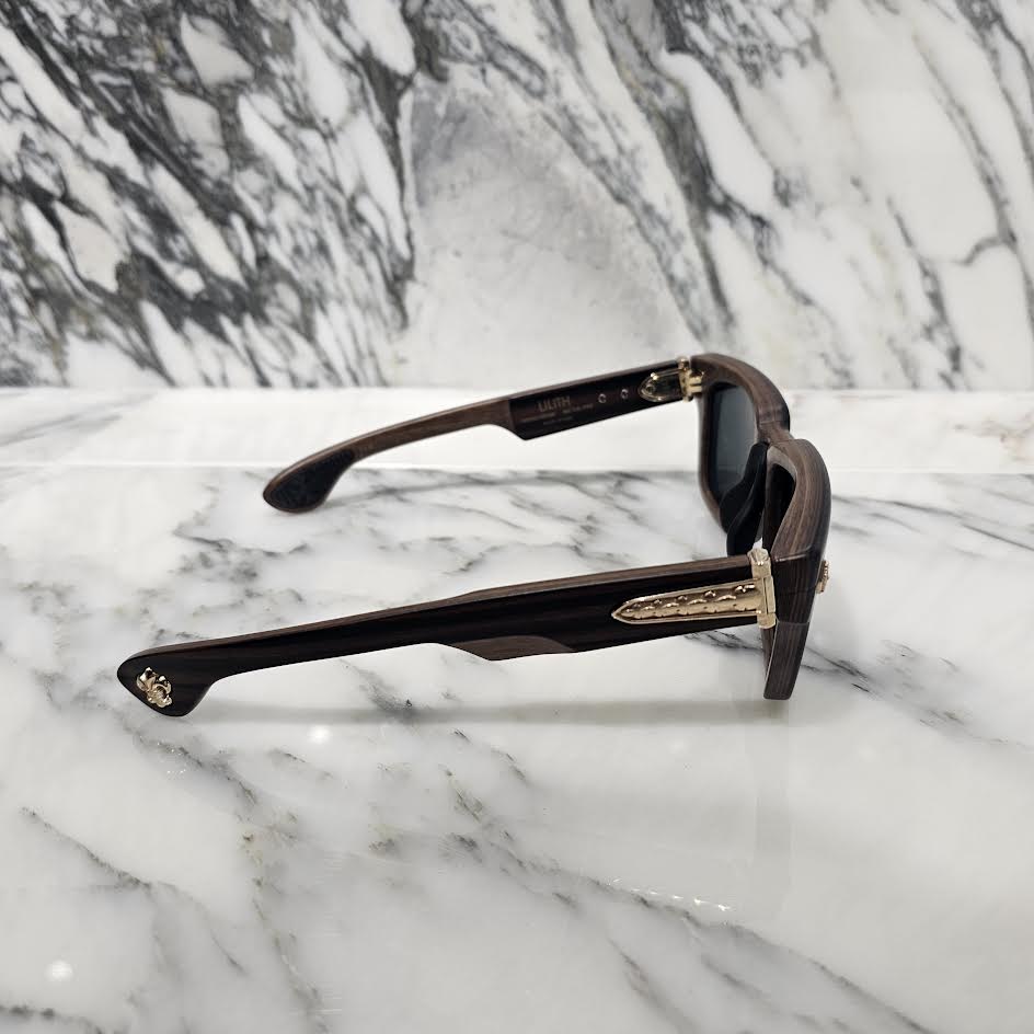 Chrome Hearts LILITH Ebony Wood Sunglasses "BROWN/DARK GREY" WEWE-18KGP Size 56□18-144 クロムハーツ リリス エボニー ウッド サングラス "ブラウン/ダークグレー" サイズ56□18-144