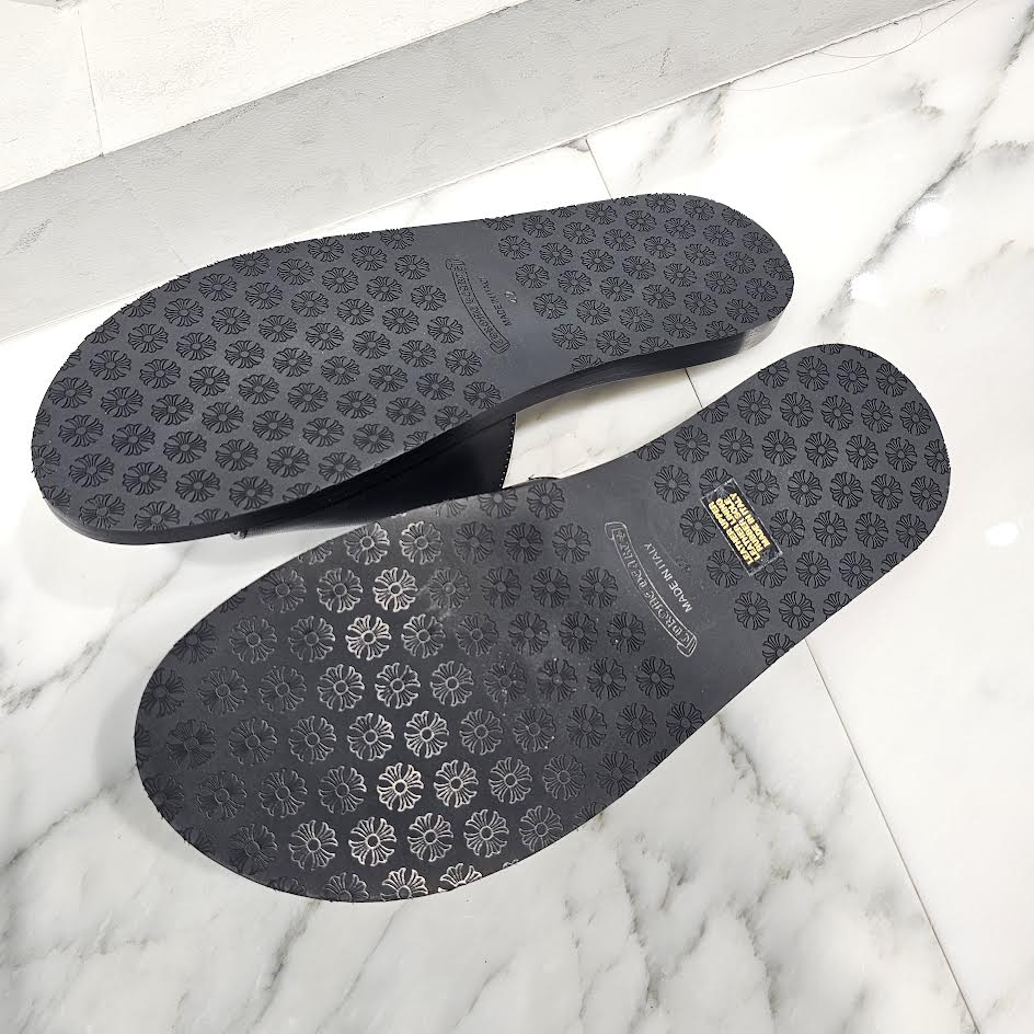 CHROME HEARTS Leather Cross Patch Sandals Size 42 クロムハーツ レザークロスパッチ サンダル サイズ42