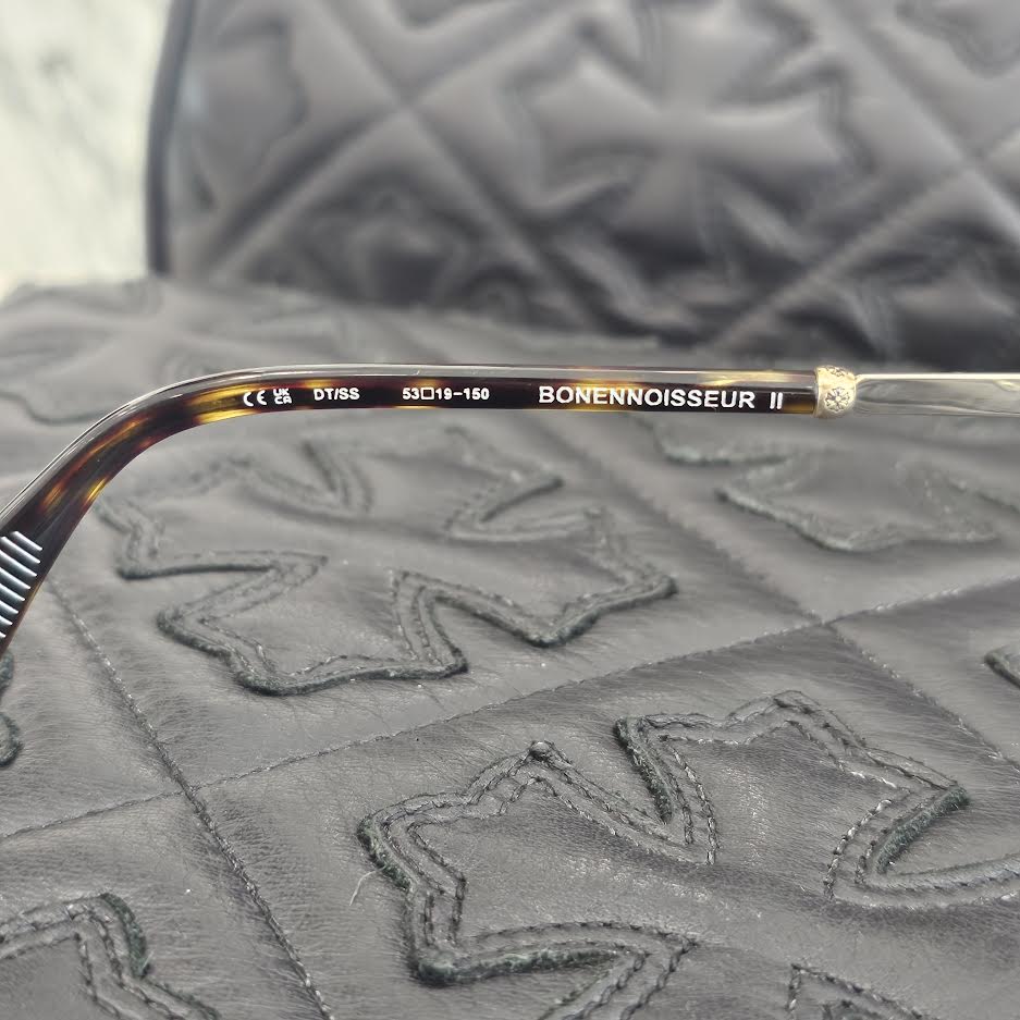 CHROME HEARTS BONENNOISSEUR II Temple CH Cross Half Rim Sunglasses Size 53口19-150 クロムハーツ ボネノワスール テンプルCHクロス ハーフリム サングラス サイズ54口19-148