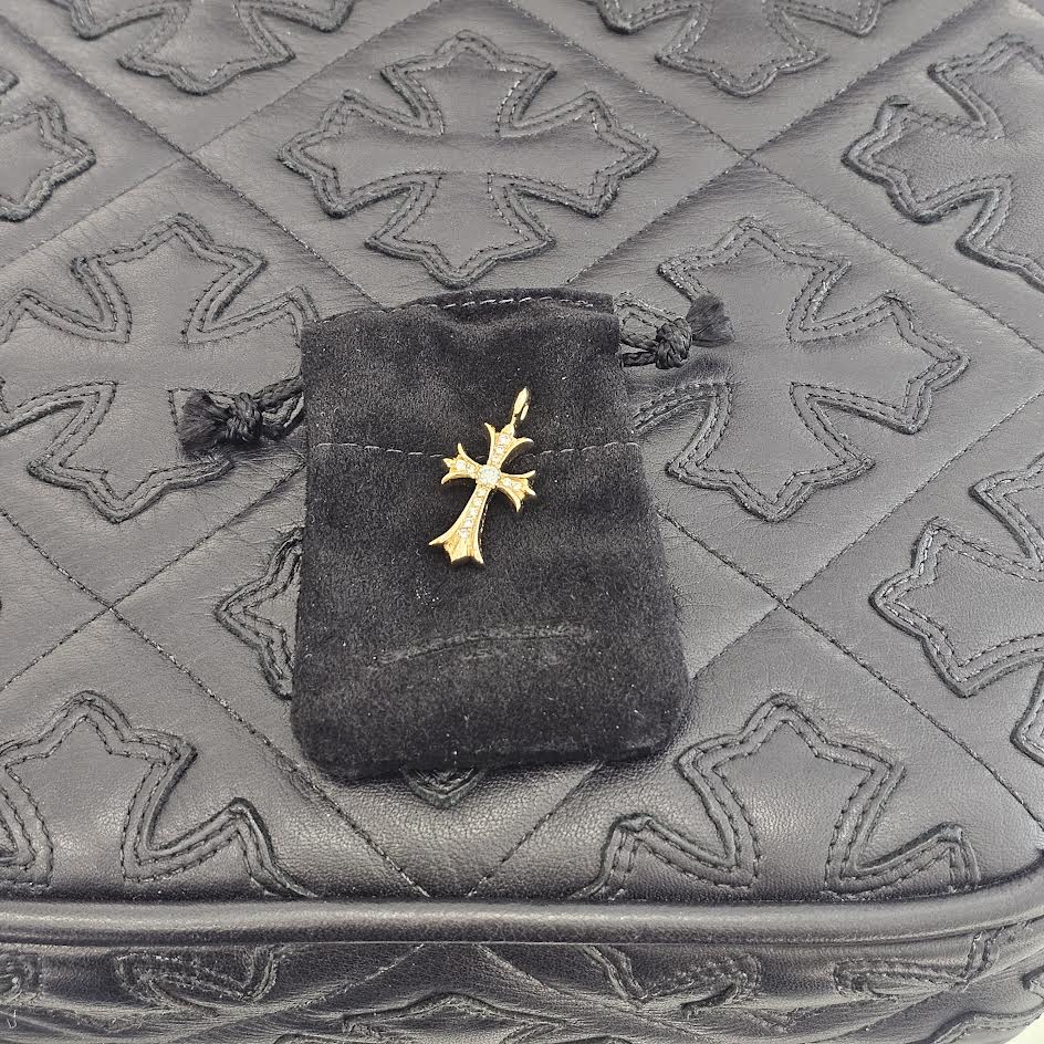 CHROME HEARTS 22K Tiny Fat Cross Pave Diamond Pendant Top クロムハーツ 22K タイニーファット クロス パヴェダイヤモンド ペンダントトップ