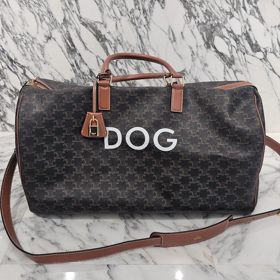 CELINE 2025SS Travel 50 / Dog Print Triomphe Canvas Boston Bag 4M1662EEJ.04LU セリーヌ トラベル50 / ドッグプリント入り トリオンスキャンバス ボストンバッグ