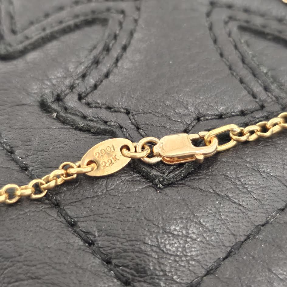 CHROME HEARTS 22K Scroll Label Logo Roll Chain Necklace クロムハーツ 22K スクロールラベルロゴ ロールチェーンネックレス