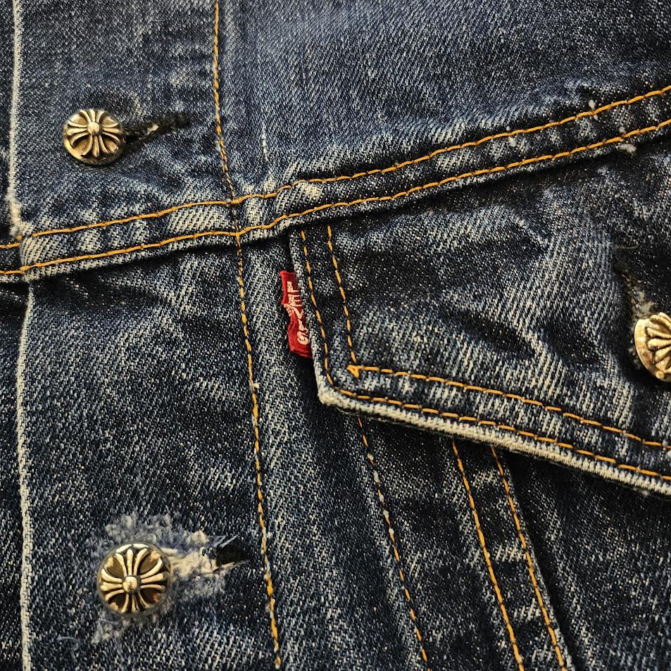 CHROME HEARTS × Levi's VNTG Leather Cross Patch Denim Jacket Size