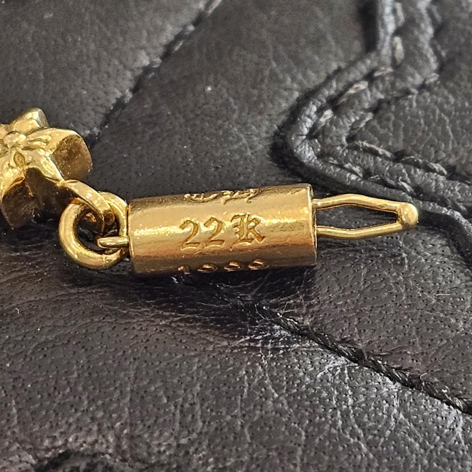 CHROME HEARTS 22K Tiny Star Cross Chain Bracelet 14 LINK クロムハーツ 22K タイニースタークロス チェーン ブレスレット 14リンク