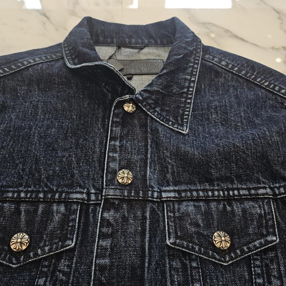 CHROME HEARTS Cross Ball Button MOTO BREATH Denim Jacket Size L クロムハーツ クロスボールボタン モーターブレス デニムジャケット サイズL