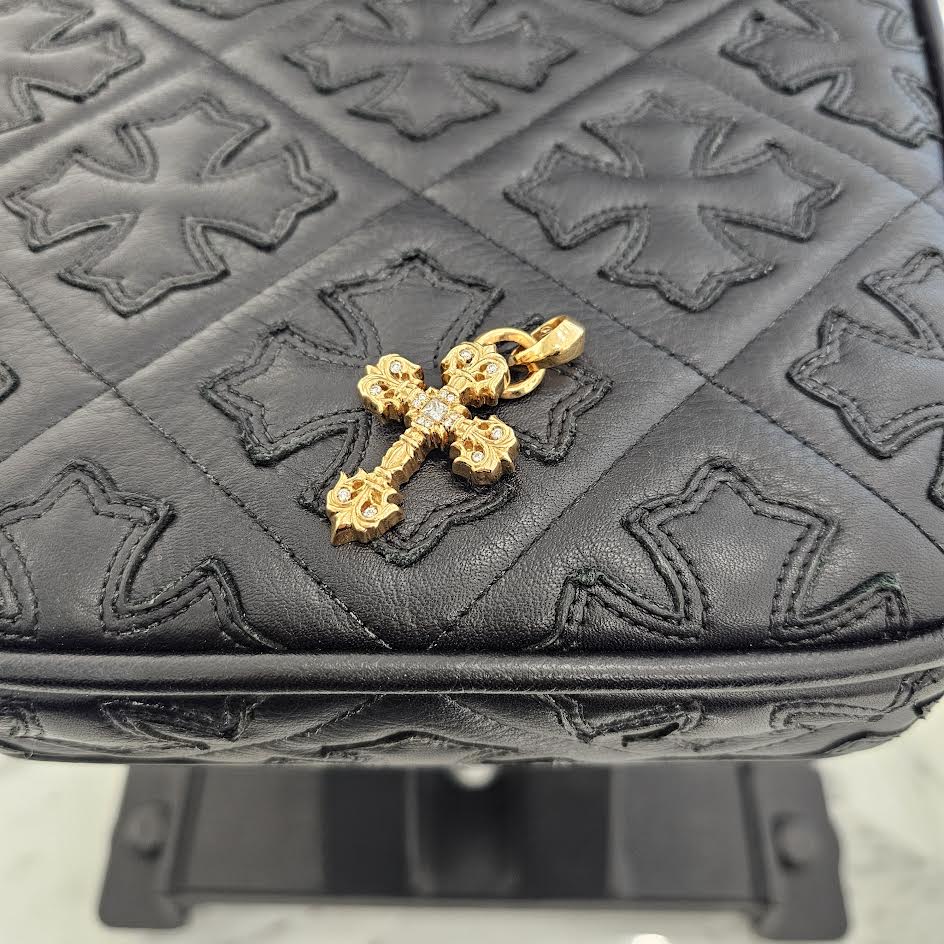 CHROME HEARTS 22K Filig Cross-XSM P D Pendant Top クロムハーツ 22K フィリグリークロスXS PAVEダイヤ ゴールド ペンダントトップ