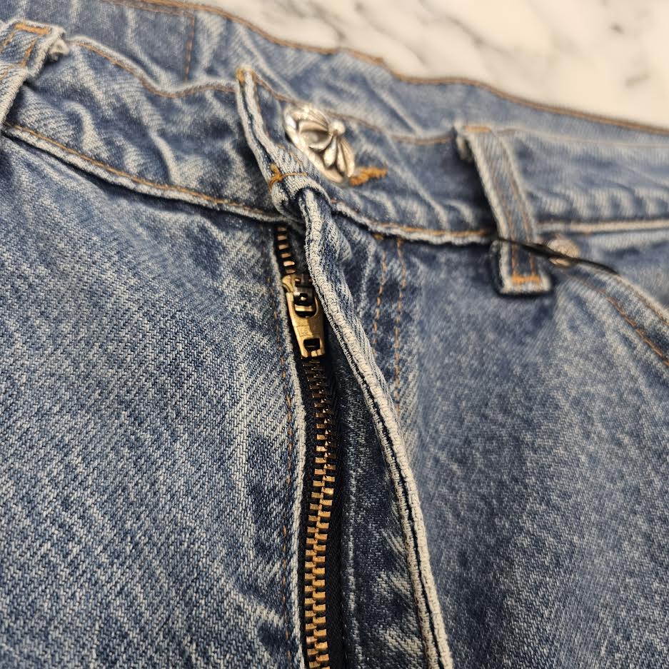 CHROME HEARTS × Levi's 505 VNTG Cross Leather Patch Denim Pants Size 32 クロムハーツ × リーバイス 505 ヴィンテージ クロスレザーパッチ デニムパンツ サイズ32