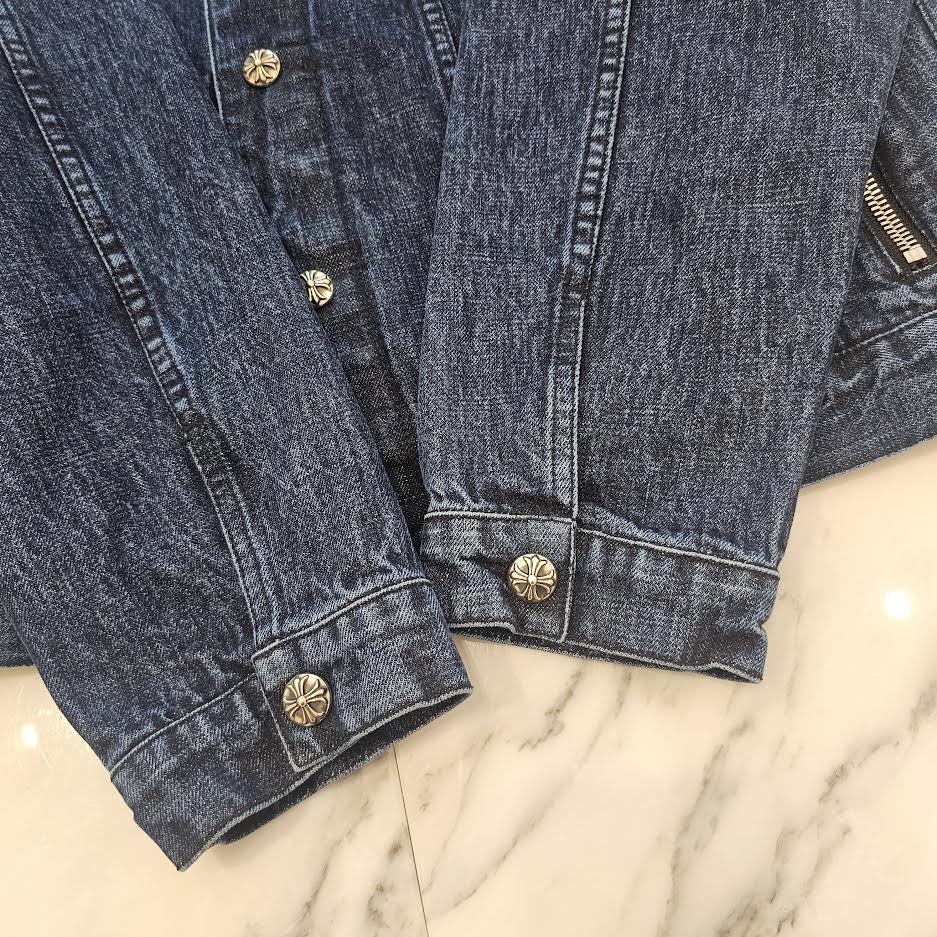CHROME HEARTS Cross Ball Button MOTO BREATH Denim Jacket Size L クロムハーツ クロスボールボタン モーターブレス デニムジャケット サイズL