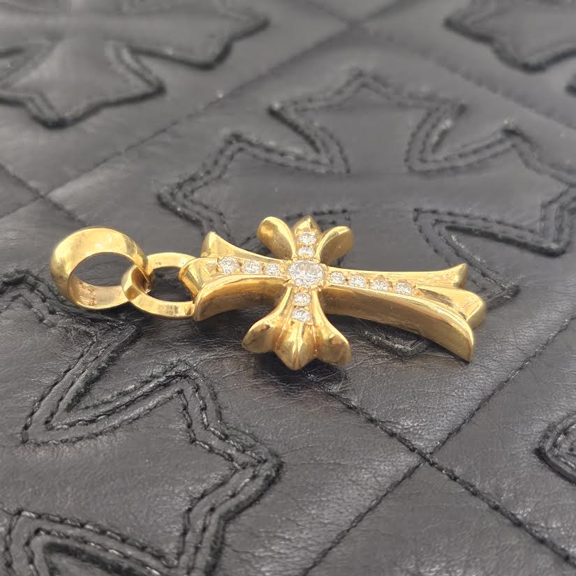 CHROME HEARTS 22K Small CH Cross Pave Diamond With Bail Pendent Top クロムハーツ 22K スモール CHクロス パヴェダイヤモンド ウィズ ベイル ペンダントトップ