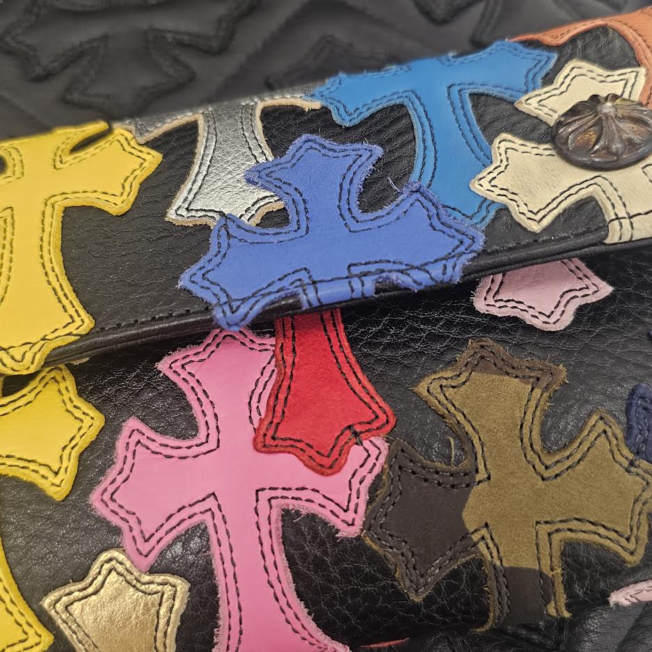CHROME HEARTS Multi Color Leather Cross Patch Wave Wallet クロムハーツ マルチカラー レザークロスパッチ ウェーブウォレット