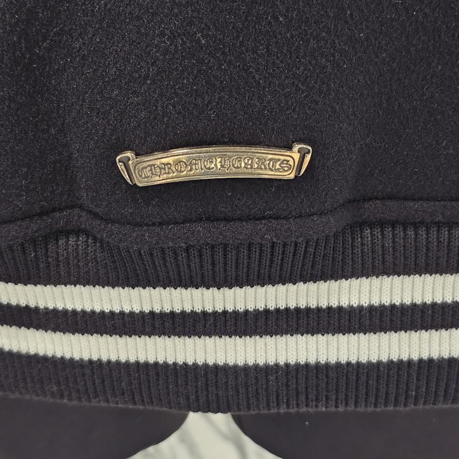 CHROME HEARTS CHICKEN 33 Cross Patch Leather Sleeve Varcity Jacket Size XL クロムハーツ チキンジャケット 33 クロスパッチ レザースリーブ バーシティジャケット サイズXL