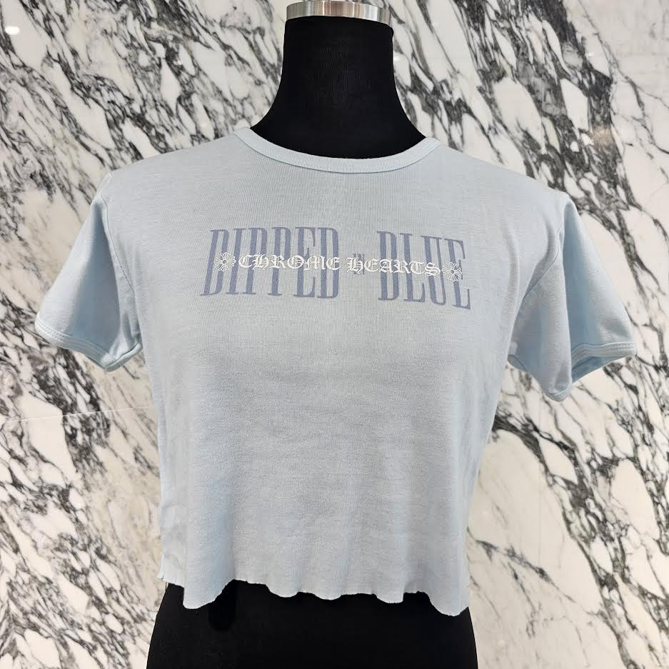 CHROME HEARTS × DIPPED IN BLUE Logo Print Cropped Tee Size L クロムハーツ × ディップドインブルー ロゴプリント クロップド Tシャツ サイズL