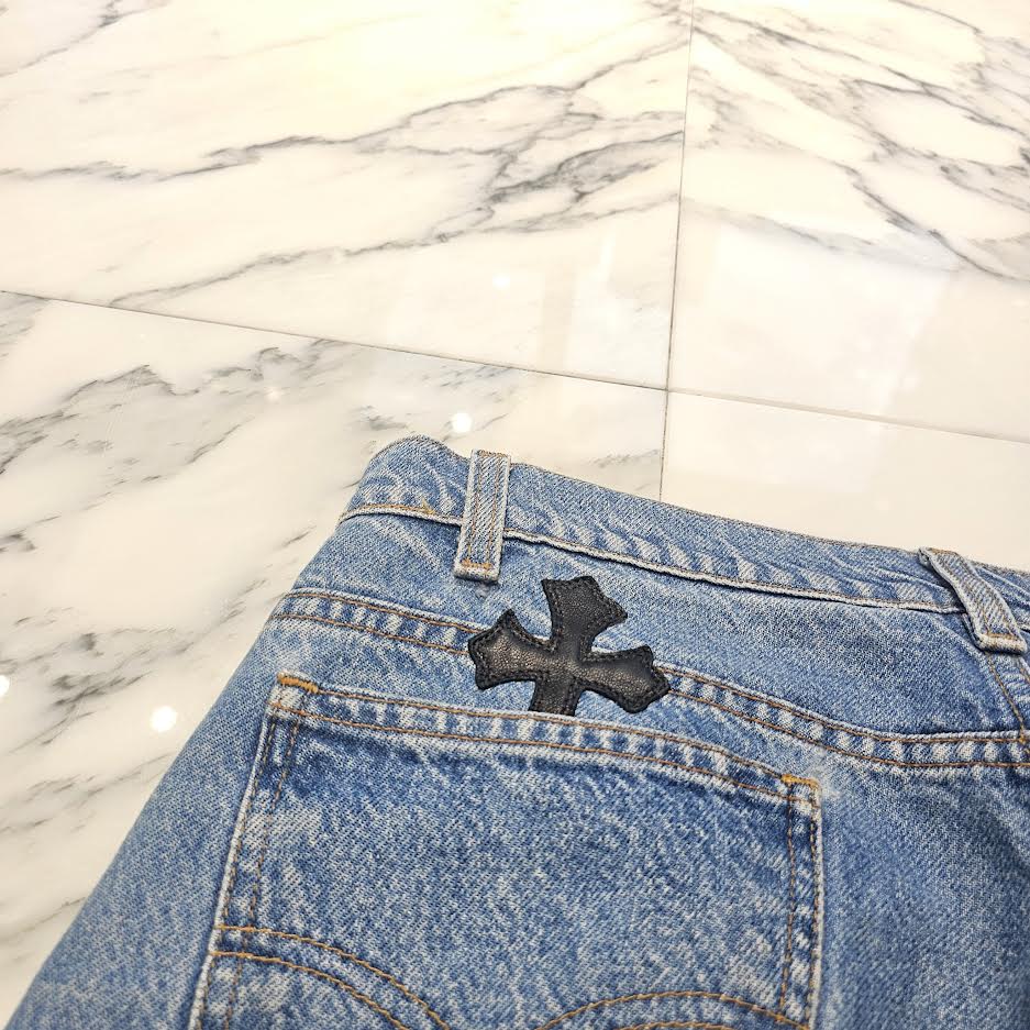 CHROME HEARTS × Levi's 505 VNTG Cross Leather Patch Denim Pants Size 32 クロムハーツ × リーバイス 505 ヴィンテージ クロスレザーパッチ デニムパンツ サイズ32