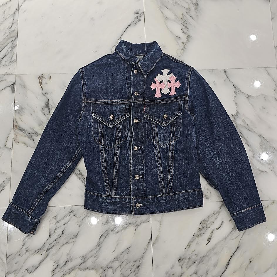 CHROME HEARTS Levi's Body Cemetery Cross Leather Patch Denim Jacket Size 8Y クロムハーツ リーバイスボディ セメタリークロス レザーパッチ デニムジャケット サイズ8Y
