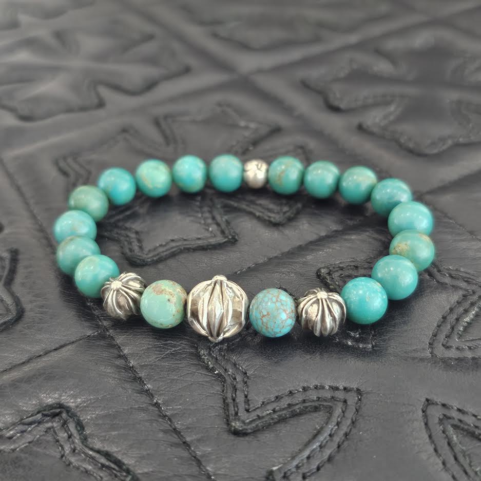 CHROME HEARTS Turquoise Beads Bracelet Size 8mm クロムハーツ
