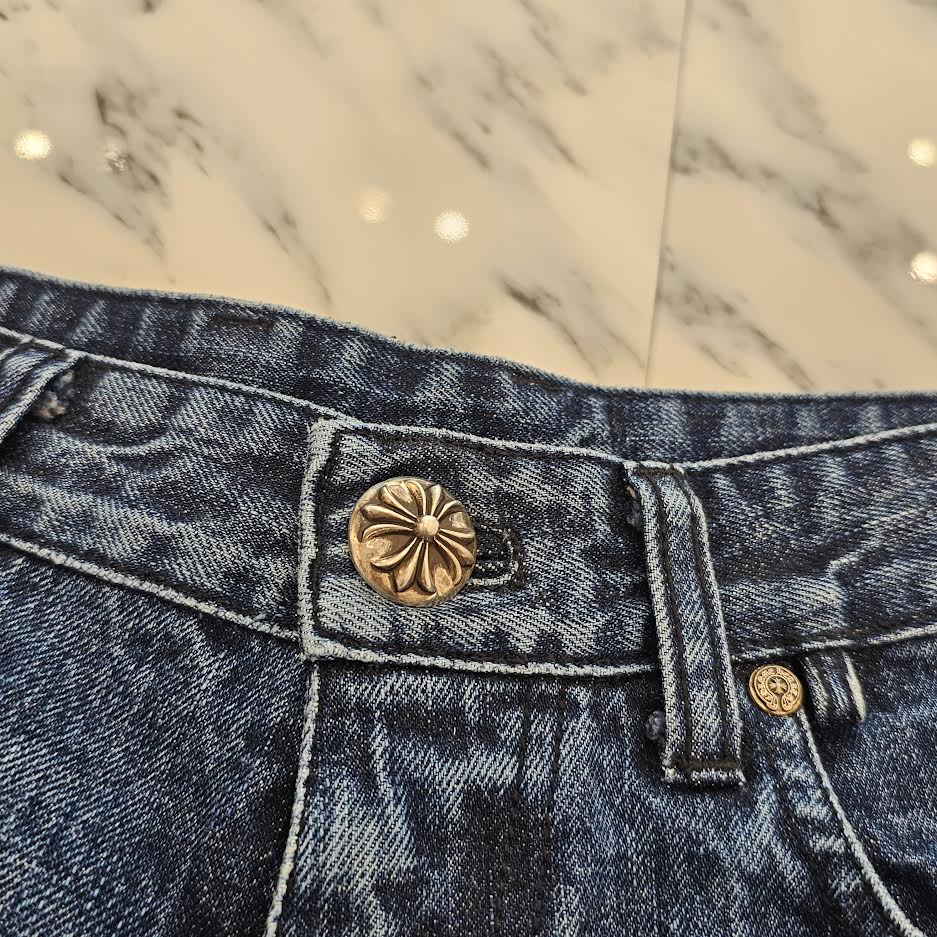 CHROME HEARTS Cross Leather Patch Denim Shorts Size 25 クロムハーツ クロスレザーパッチ デニムショーツ サイズ25
