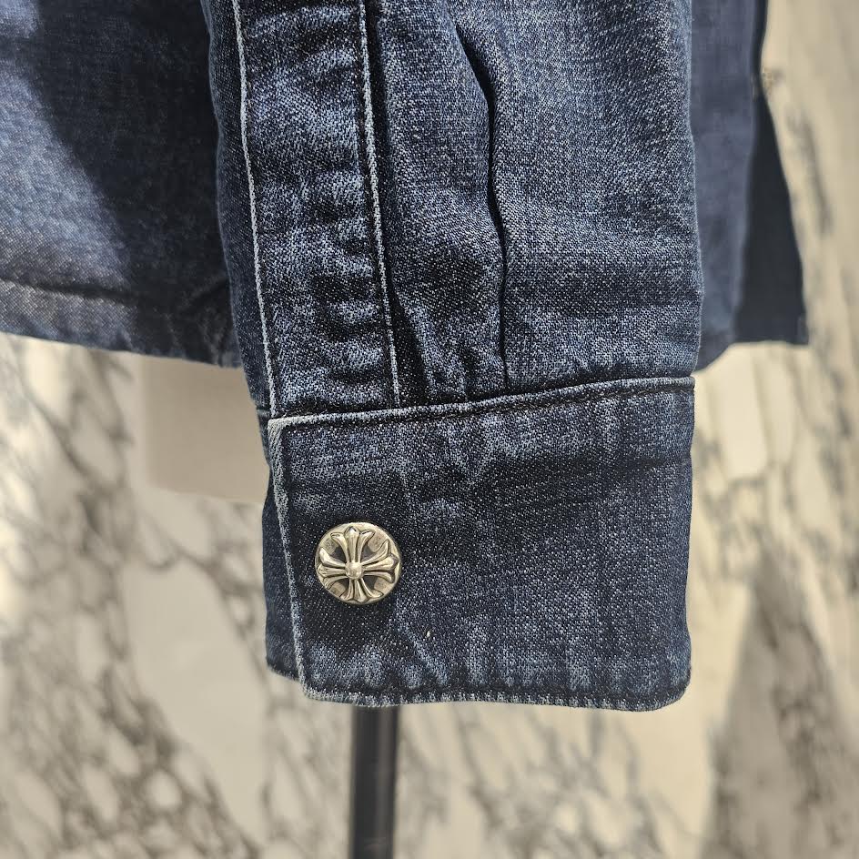 CHROME HEARTS WORK'N SHIRT GARAGE WASH DENIM JACKET Size S クロム