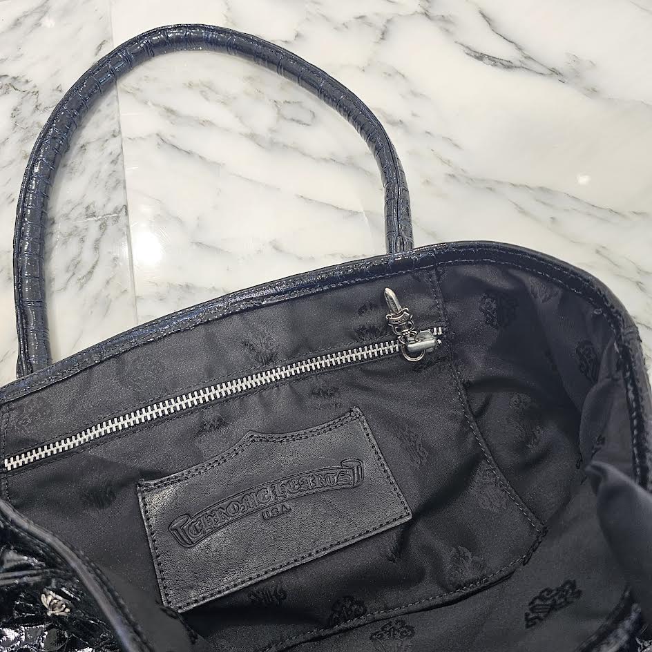 CHROME HEARTS FS Alligator Patent Leather Cross Patch Tote Bag クロムハーツ FS アリゲーター パテントレザー クロスパッチ トートバッグ