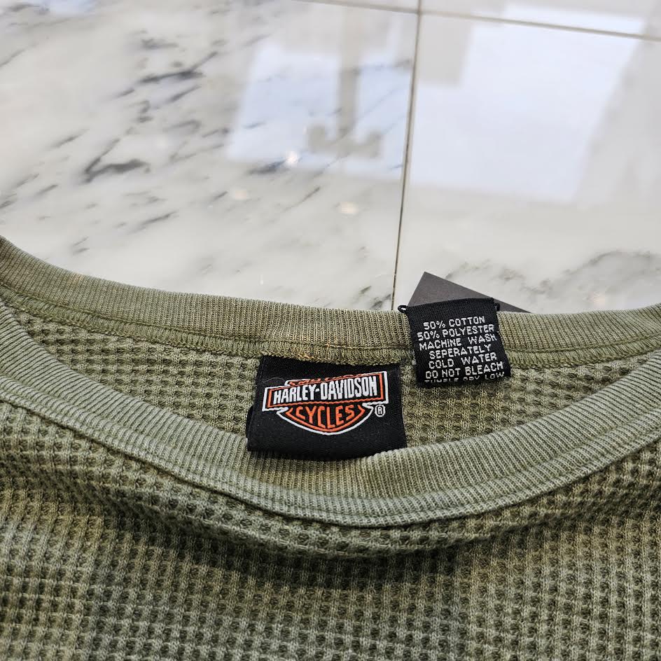 Vintage 90's Harley-Davidson Thermal Waffle L/S Tee Size L 90's ハーレー・ダビットソン サーマル ワッフル ロングスリーブ Tシャツ サイズL