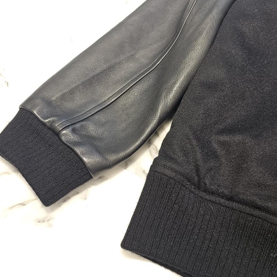 CHROME HEARTS LETTER MAN Cemetery Cross Patch Cashmere Leather Jacket Size XL クロムハーツ レターマン セメタリークロスパッチ カシミヤ レザージャケット サイズXL