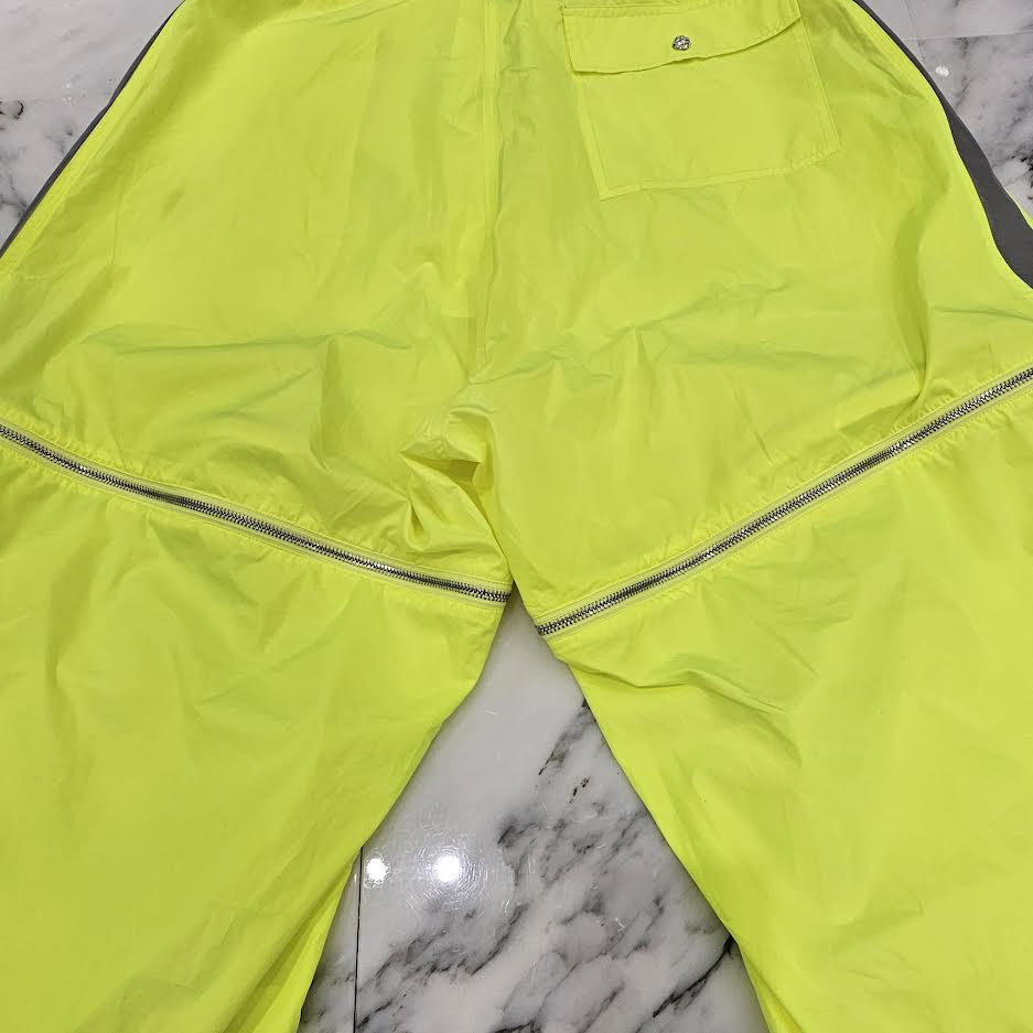 CHROME HEARTS Neon Yellow Dagger Zip Side Glitter Line Nylon Biker