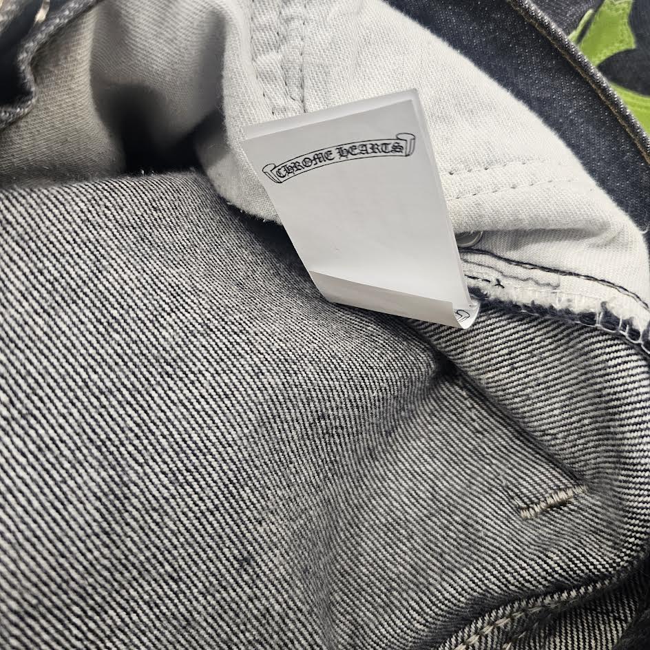 CHROME HEARTS × Levi's 501 VNTG Neon Green Leather Cross Patch Jeans Size 36 クロムハーツ × リーバイス 501 ヴィンテージ ネオングリーン レザークロスパッチ ジーンズ  デニムパンツ サイズ36