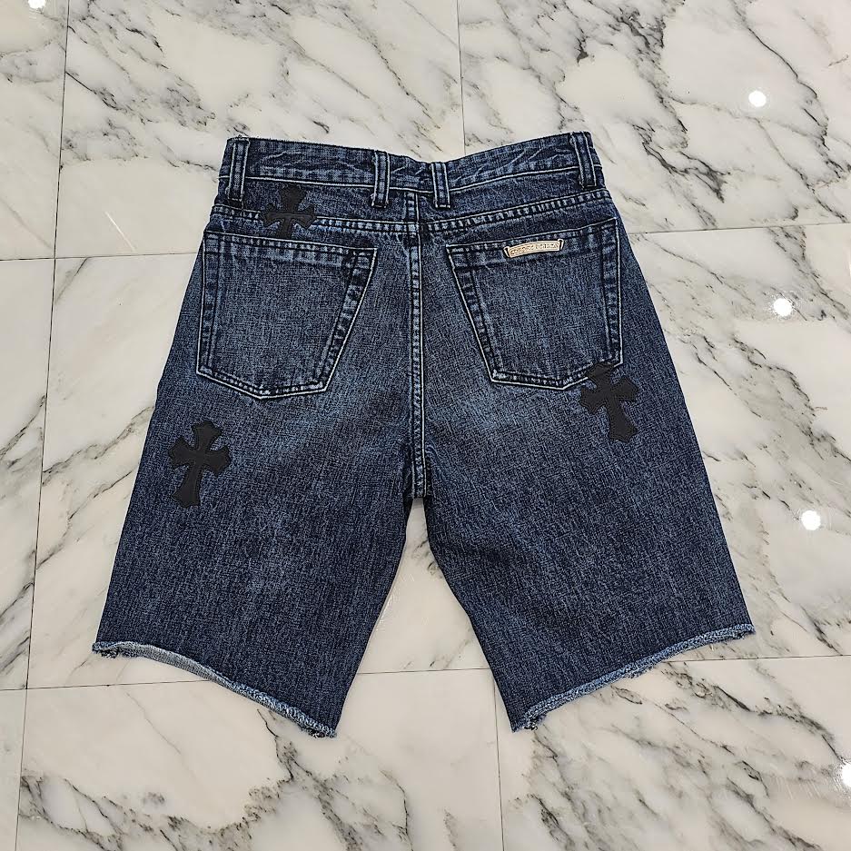CHROME HEARTS Cross Leather Patch Denim Shorts Size 25 クロムハーツ クロスレザーパッチ デニムショーツ サイズ25