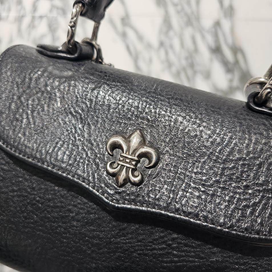 CHROME HEARTS DOG ADAMS BS FLARE Leather Shoulder Hand Bag クロムハーツ ドッグアダムズ BSフレア レザー ショルダー ハンドバッグ