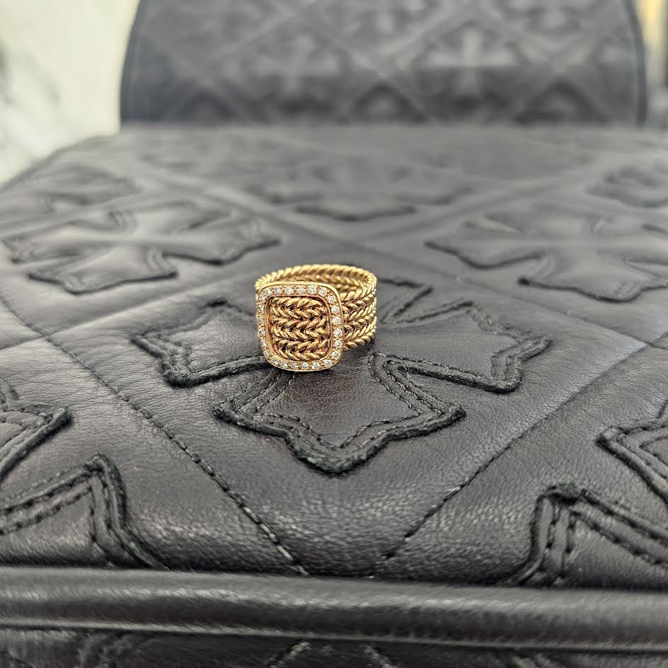 HERMES 750 18K Yellow Gold Diamond Ring 32323 Size 12号 エルメス 18K イエローゴールド ダイヤモンド リング サイズ12号