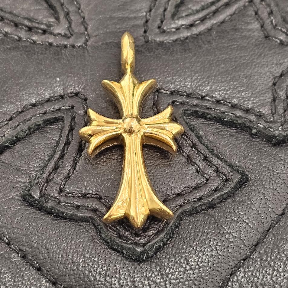 CHROME HEARTS 22K Tiny Fat Cross Pink Sapphire Pendant Top クロムハーツ 22K タイニーファットクロス ピンクサファイア ペンダントトップ