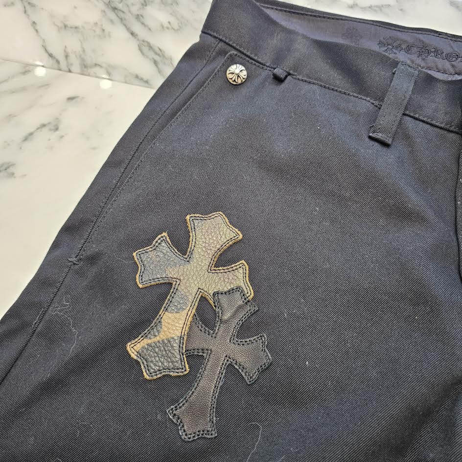 CHROME HEARTS Camouflage Cemetery Leather Cross Patch Chino Pants Size 28 クロムハーツ カモフラージュ セメタリー レザークロスパッチ チノパンツ サイズ28