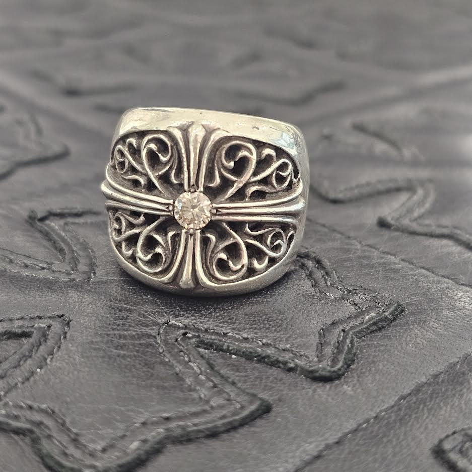 CHROME HEARTS Classic Oval Cross Ring 1 Diamond Size 25号 クロムハーツ クラシック オーバルクロス リング 1ダイヤモンド サイズ25号