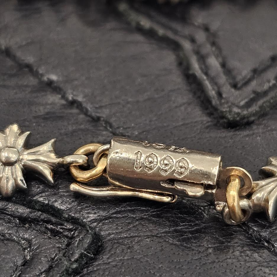 CHROME HEARTS 18K WHITE GOLD / YELLOW GOLD TINY E CH Plus Necklace Size 20 Inch クロムハーツ 18K ホワイトゴールド/イエローゴールド タイニーE CHプラス ネックレス サイズ20インチ