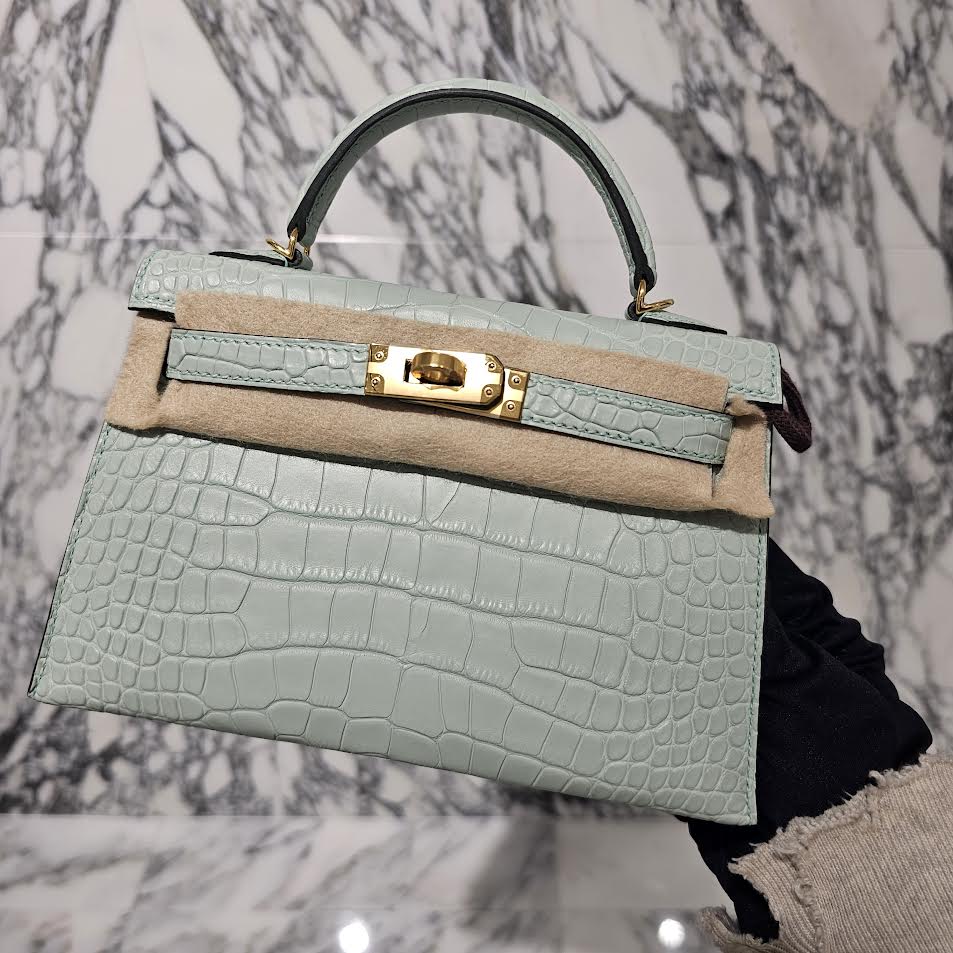HERMES Mini Kelly 2 "Vert Dieu（6U）" Alligator Matte Hand Bag B刻印 エルメス ミニケリー2 "ヴェールデュー（6U）"  アリゲーターマット ハンドバッグ