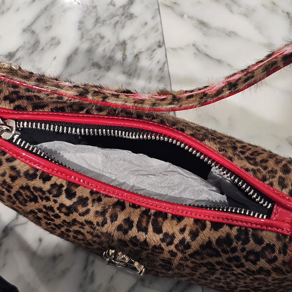 CHROME HEARTS CHICKEN NUGGET Leopard Harako Small Leather Shoulder