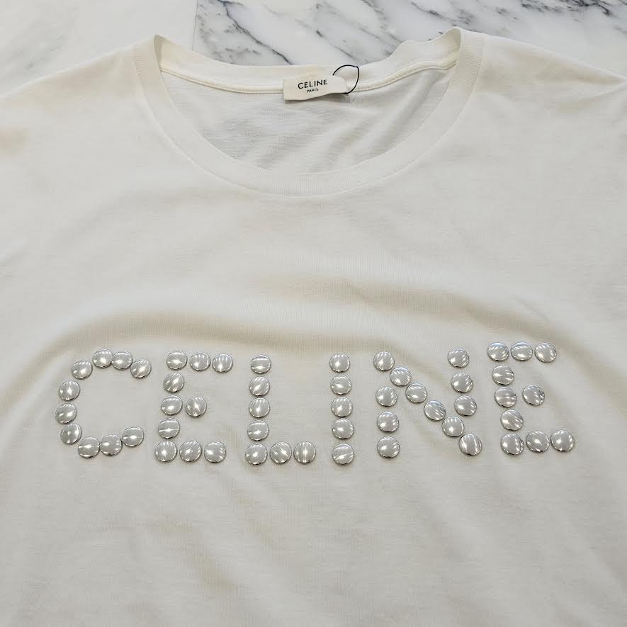 CELINE 2022SS Studs Logo Loose Fit Tee 2X50C671Q Size L セリーヌ