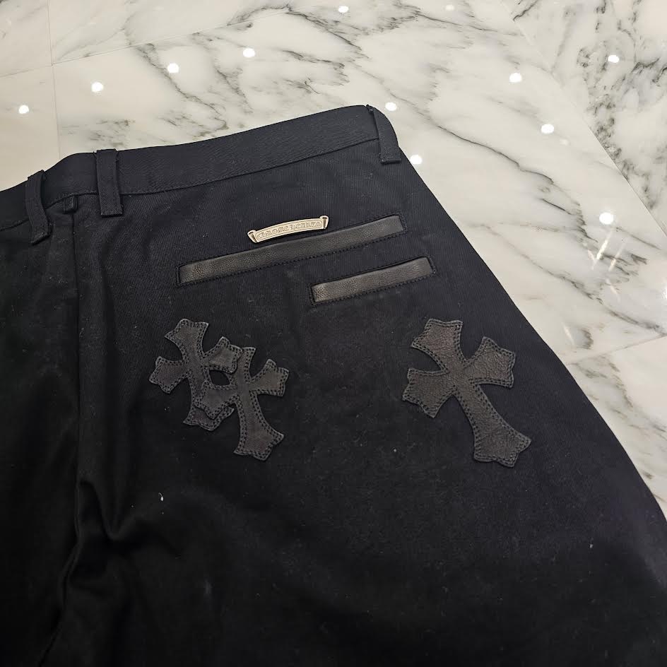 CHROME HEARTS CAMO Leather Cross Patch Chino Cotton Pants Size 36 クロムハーツ カモフラ レザークロスパッチ チノ コットンパンツ サイズ36