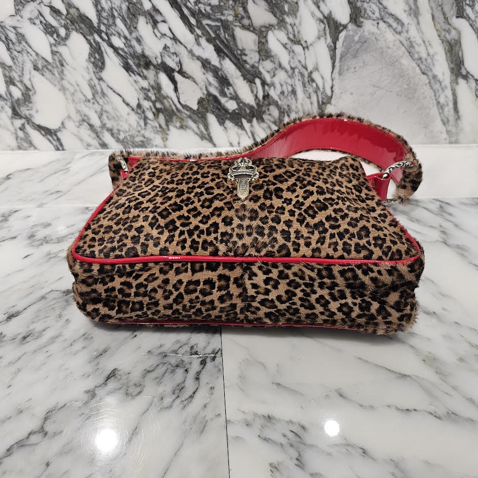 CHROME HEARTS CHICKEN NUGGET Leopard Harako Small Leather Shoulder