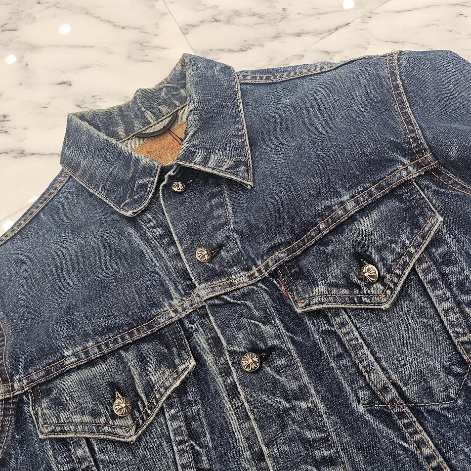 CHROME HEARTS × Levi's VNTG Leather Cross Patch Denim Jacket Size M クロムハーツ × リーバイス ヴィンテージ レザークロスパッチ デニムジャケット サイズM