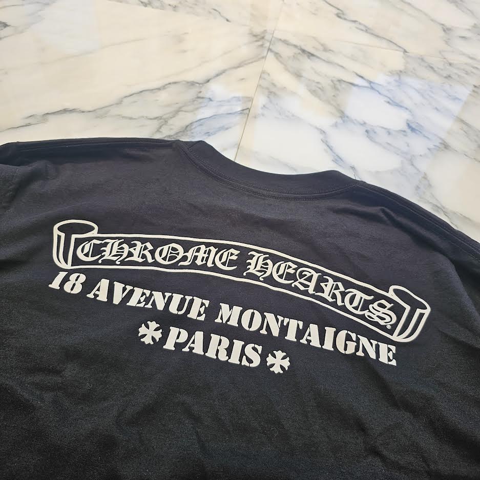 CHROME HEARTS Paris Limited Floral Cross 18 Avenue Long Sleeve Tee
