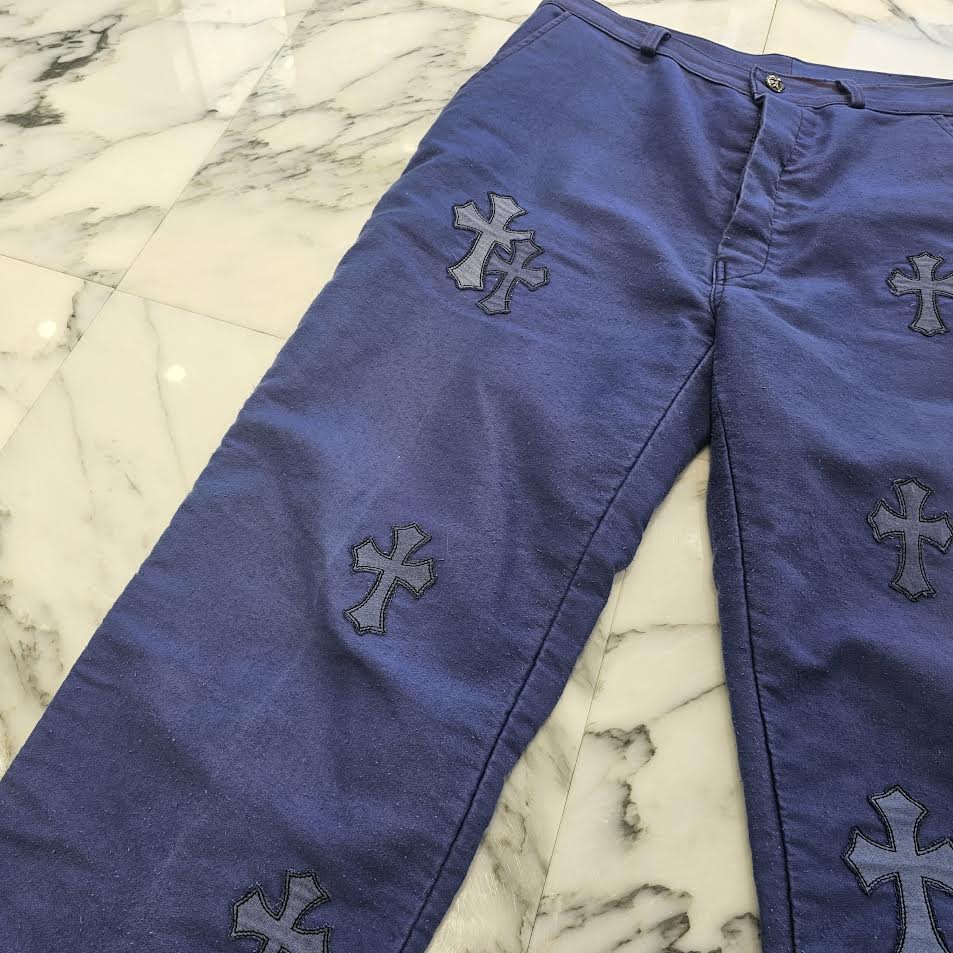 CHROME HEARTS VNTG Cross Quilting Patch French Work Pants Size 33 クロムハ―ツ ヴィンテージ クロスキルティングパッチ フレンチワーク パンツ サイズ33
