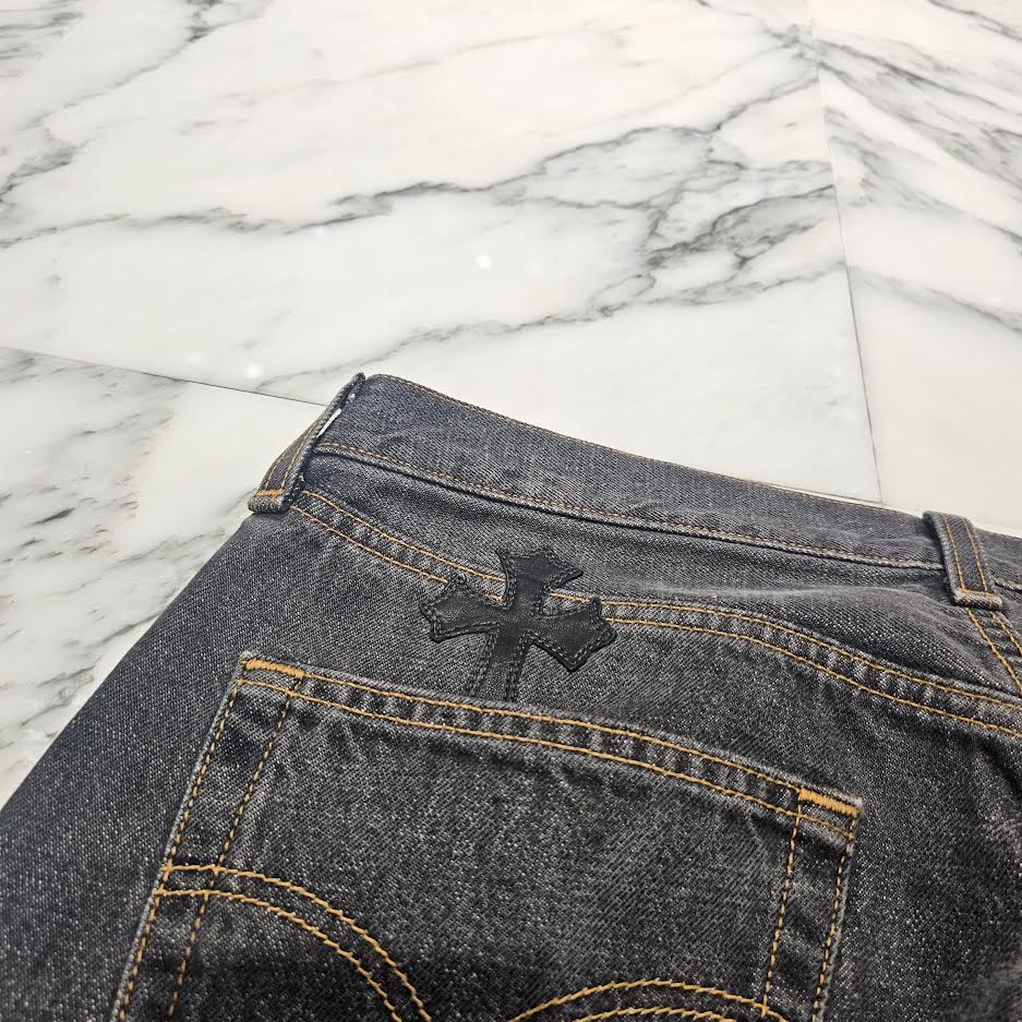 CHROME HEARTS × Levi's 501 VNTG Cross Leather Patch Denim Pants Size 34 クロムハーツ × リーバイス 501 ヴィンテージ クロスレザーパッチ デニムパンツ サイズ34
