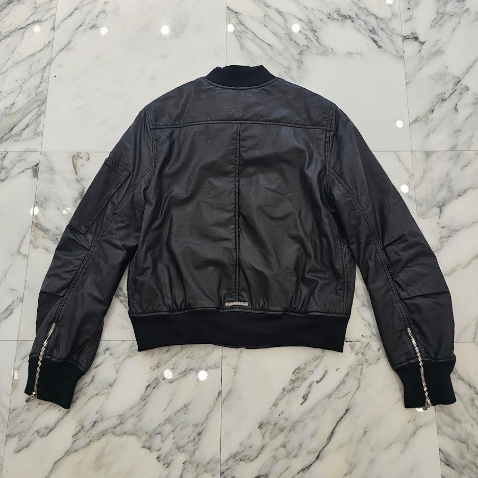 CHROME HEARTS Tokyo Limited Dagger Zip Soft Leather MA-1 Jacket Size M クロムハーツ 東京限定 ダガージップ ソフトレザー MA-1 ジャケット サイズM