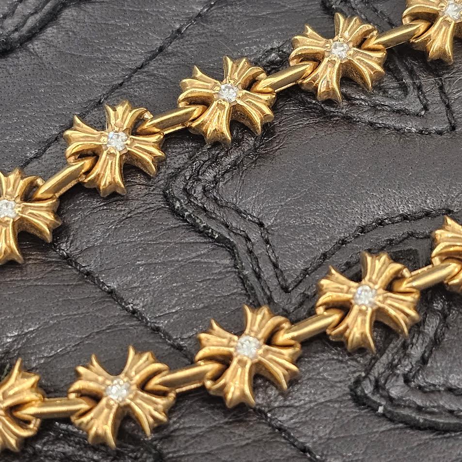 CHROME HEARTS 22K X Tiny E CH Plus Pave Diamond Bracelet 16LINK クロムハーツ 22K X タイニーE CHプラス パヴェダイヤモンド ブレスレット 16リンク