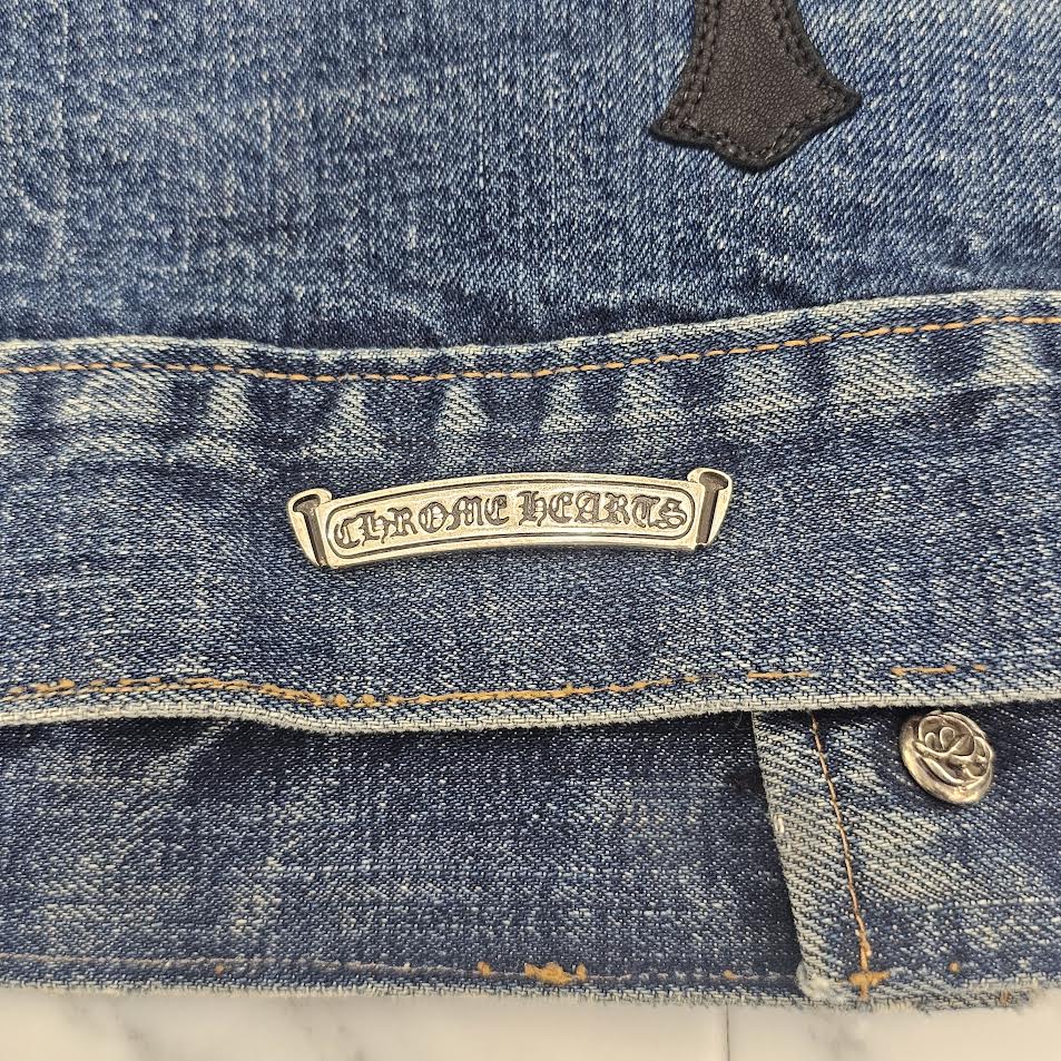 CHROME HEARTS × Levi's VNTG Leather Cross Patch Denim Jacket Size M クロムハーツ × リーバイス ヴィンテージ レザークロスパッチ デニムジャケット サイズM