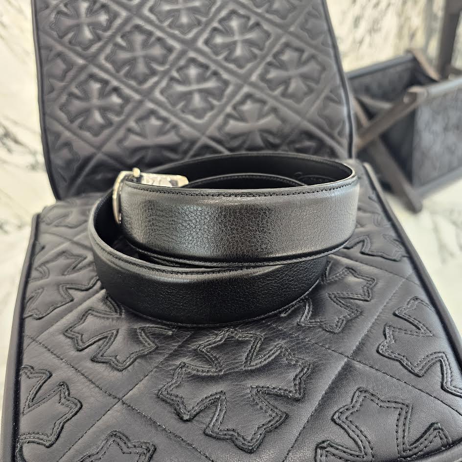 CHROME HEARTS 1.5 STRAP Dagger ID Buckle Leather Belt Size 34 クロムハーツ 1.5ストラップ ダガー ID バックル レザーベルト サイズ34