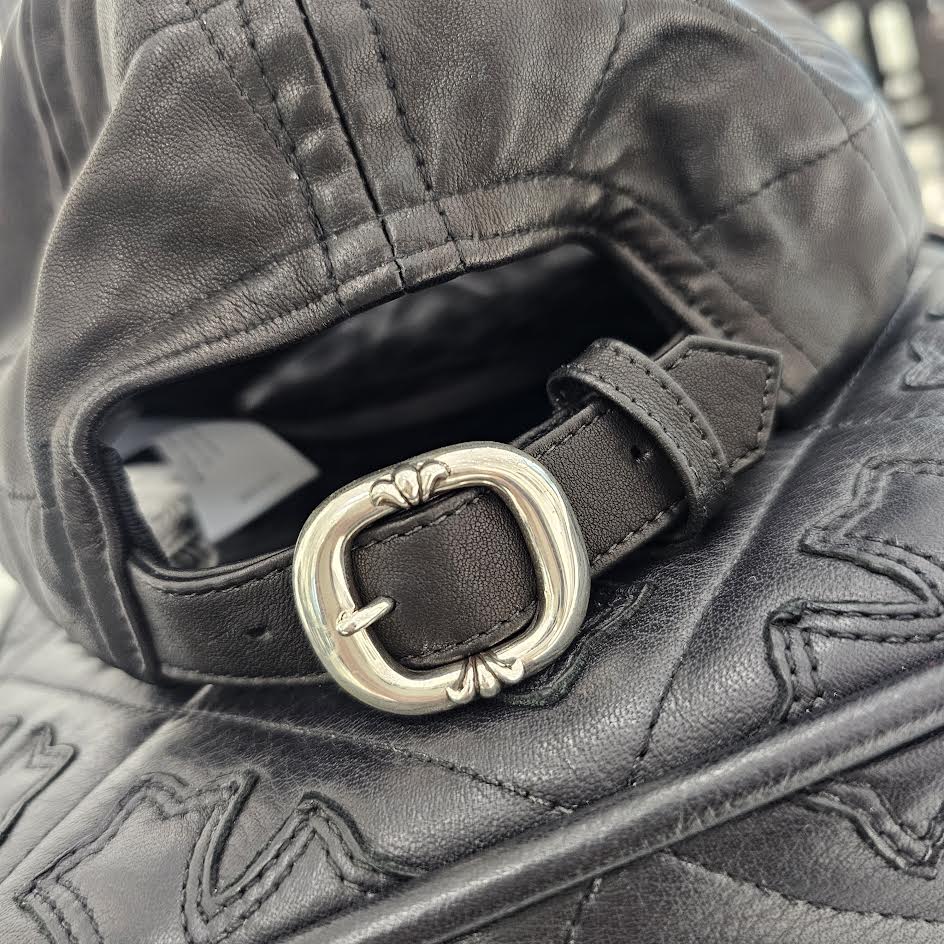 CHROME HEARTS Silver Cross Spider Web Leather Cap Size ONE SIZE（53-60）クロムハーツ シルバークロス スパイダーウェブ レザーキャップ サイズONE SIZE（53-60）