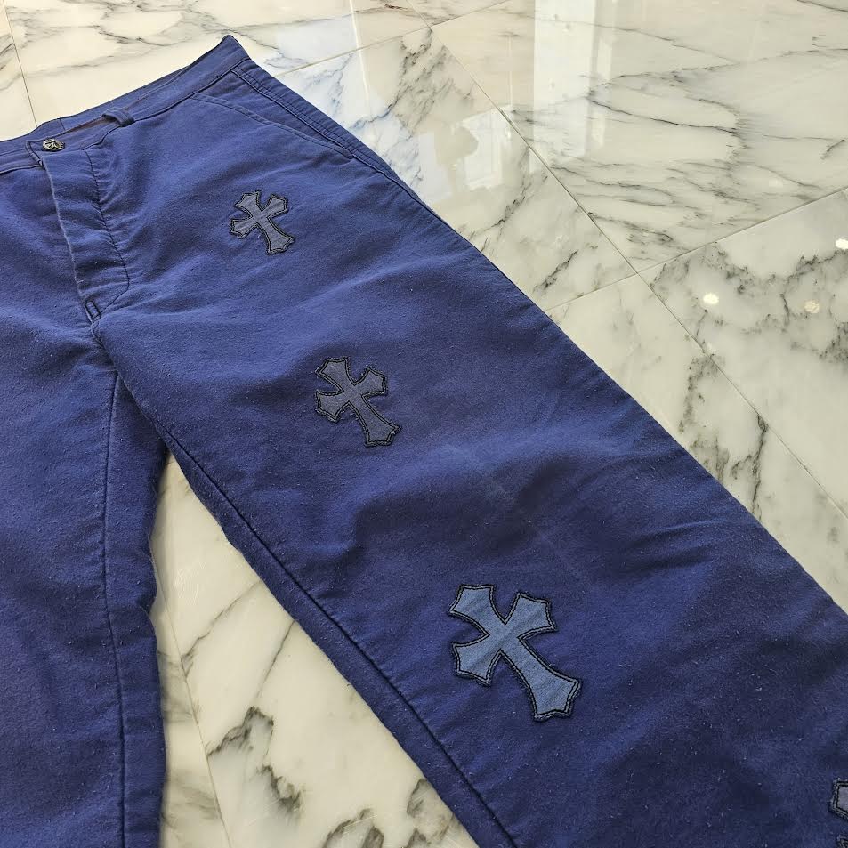 CHROME HEARTS VNTG Cross Quilting Patch French Work Pants Size 33 クロムハ―ツ ヴィンテージ クロスキルティングパッチ フレンチワーク パンツ サイズ33