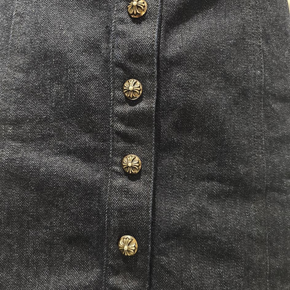 CHROME HEARTS Cross Ball Button Denim Skirt Size S クロムハーツ クロスボールボタン デニムスカート サイズS