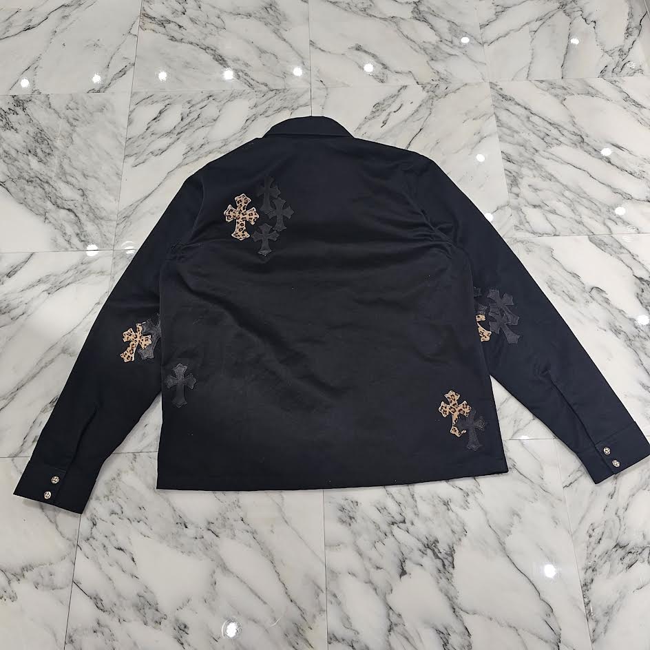 CHROME HEARTS Y NOT WORK DOG Leopard Harako Leather Cross Patch